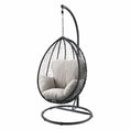 Load image into Gallery viewer, Beige and Black Hanging Pod Wicker Patio Swing Chair-0
