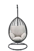 Load image into Gallery viewer, Beige and Black Hanging Pod Wicker Patio Swing Chair-2
