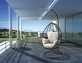 Load image into Gallery viewer, Beige and Black Hanging Pod Wicker Patio Swing Chair-3
