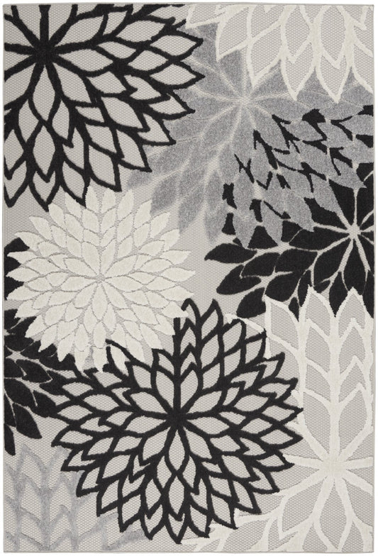 4’ x 6’ Black Gray White Indoor Outdoor Area Rug-0