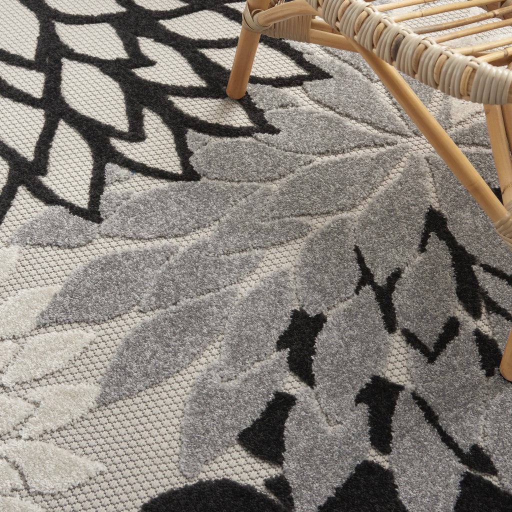 4’ x 6’ Black Gray White Indoor Outdoor Area Rug-4
