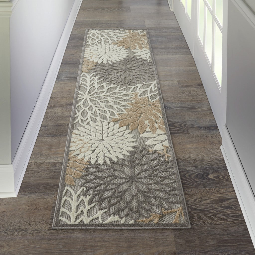 2’ x 12’ Natural and Gray Indoor Outdoor Runner Rug-3