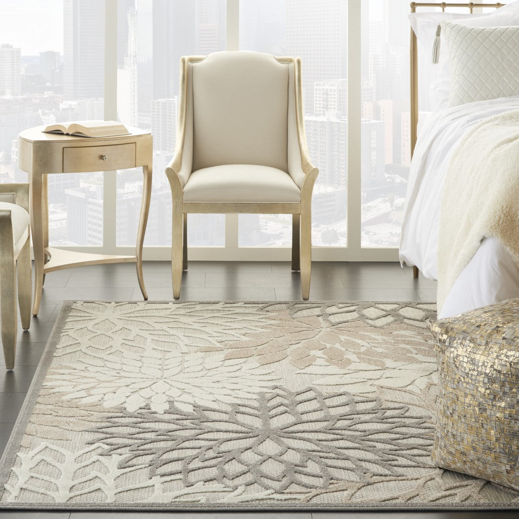 5’ x 8’ Natural and Gray Indoor Outdoor Area Rug-3