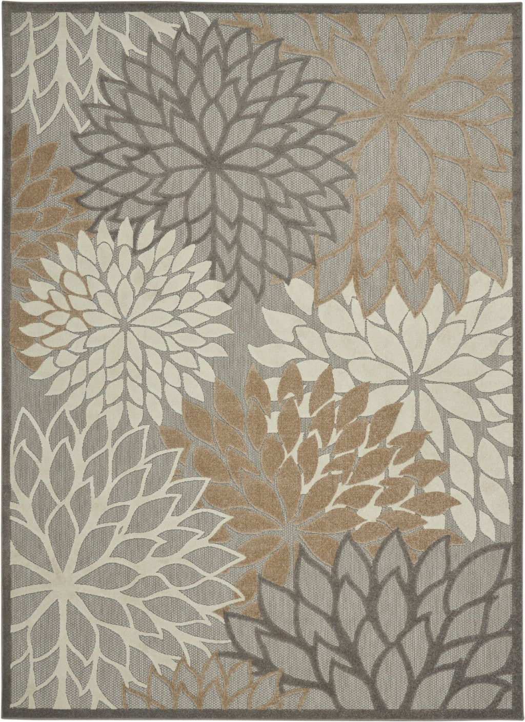 7’ x 10’ Natural and Gray Indoor Outdoor Area Rug-0