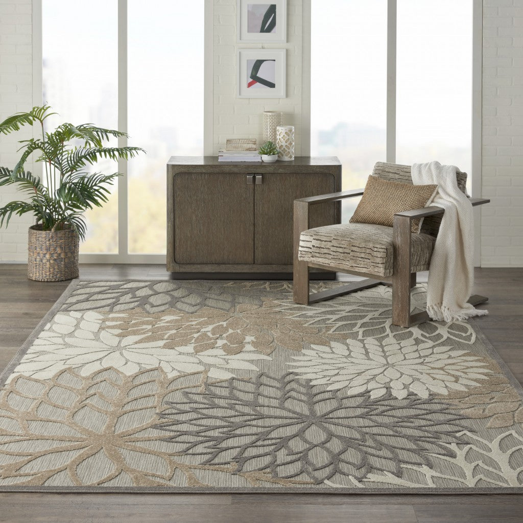 7’ x 10’ Natural and Gray Indoor Outdoor Area Rug-3