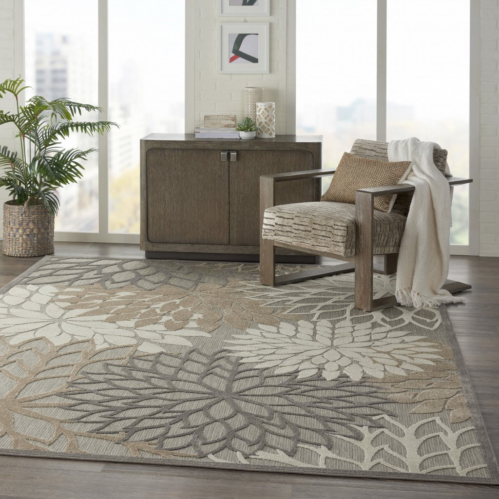 7’ x 10’ Natural and Gray Indoor Outdoor Area Rug-5