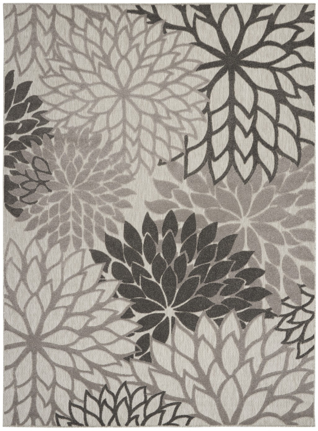 7’ x 10’ Silver and Gray Indoor Outdoor Area Rug-0