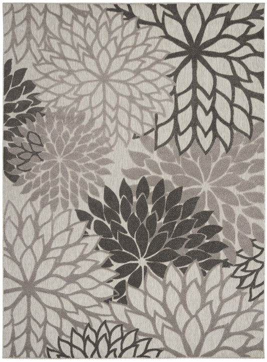 7’ x 10’ Silver and Gray Indoor Outdoor Area Rug-0