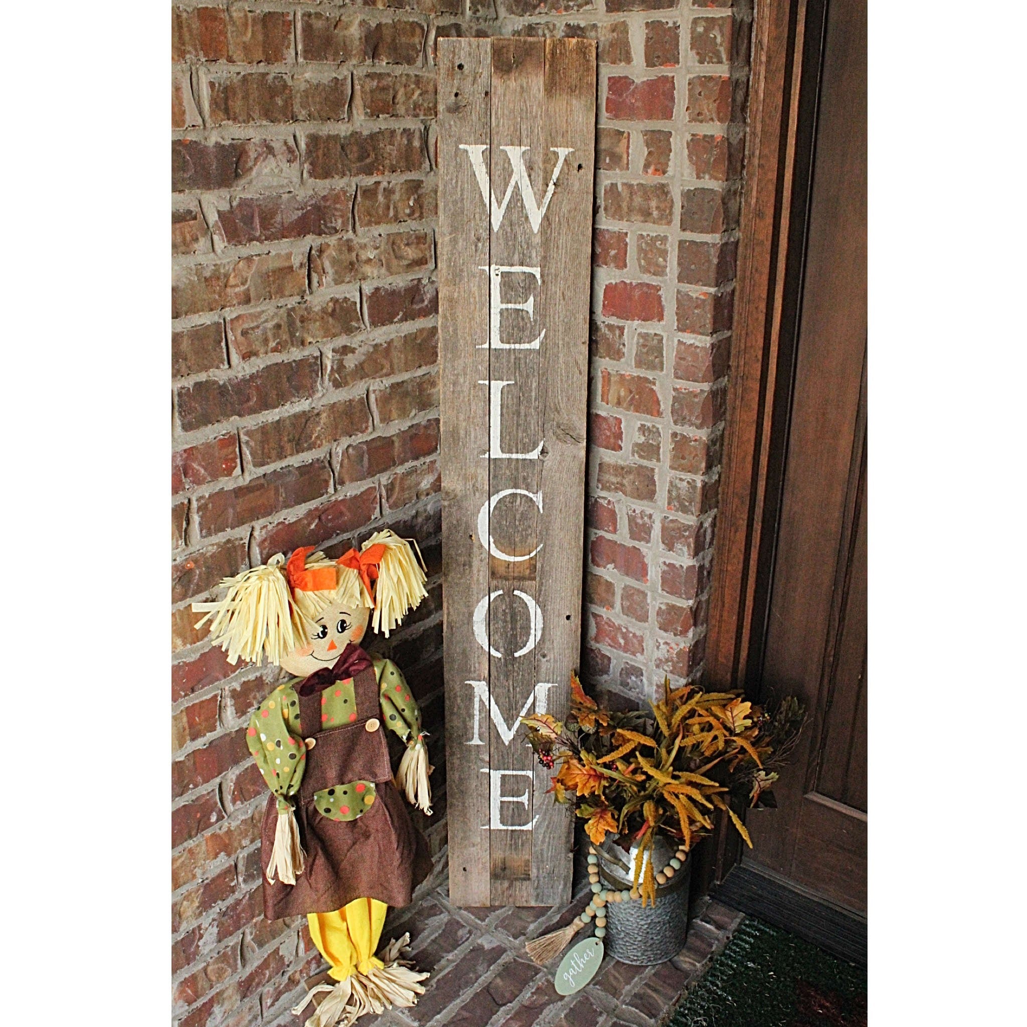 Rustic Dark Gray and White Front Porch Welcome Sign-3