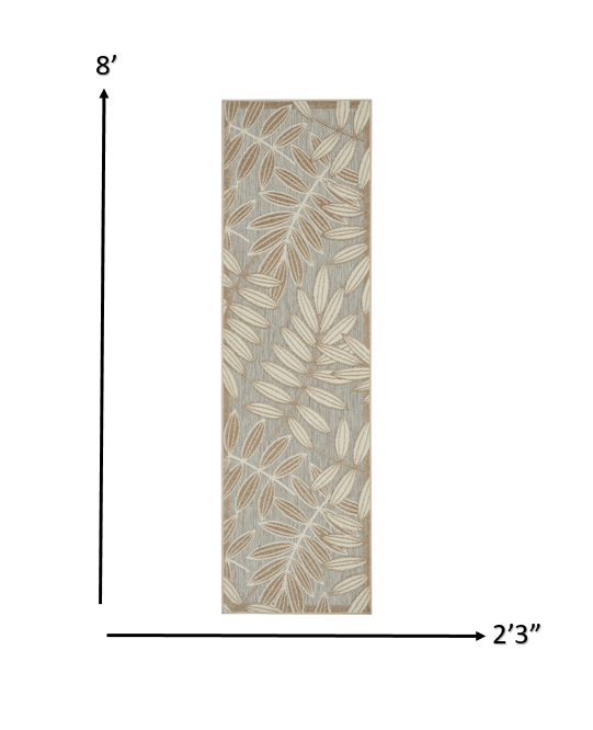 2’ x 8’ Natural Leaves Indoor Outdoor Runner Rug-5
