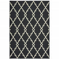 Load image into Gallery viewer, 5’x8’ Black and Ivory Trellis Indoor Outdoor Area Rug-0
