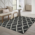Load image into Gallery viewer, 5’x8’ Black and Ivory Trellis Indoor Outdoor Area Rug-5

