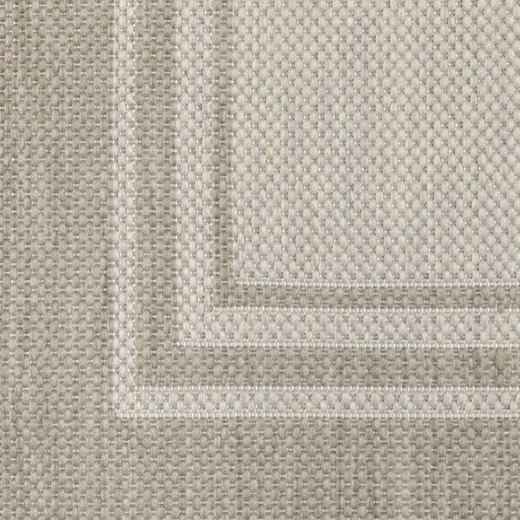 3’x5’ Ivory and Gray Bordered Indoor Outdoor Area Rug-5