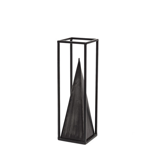 Petite Black Metal Framed Pyramid Decor Piece-0