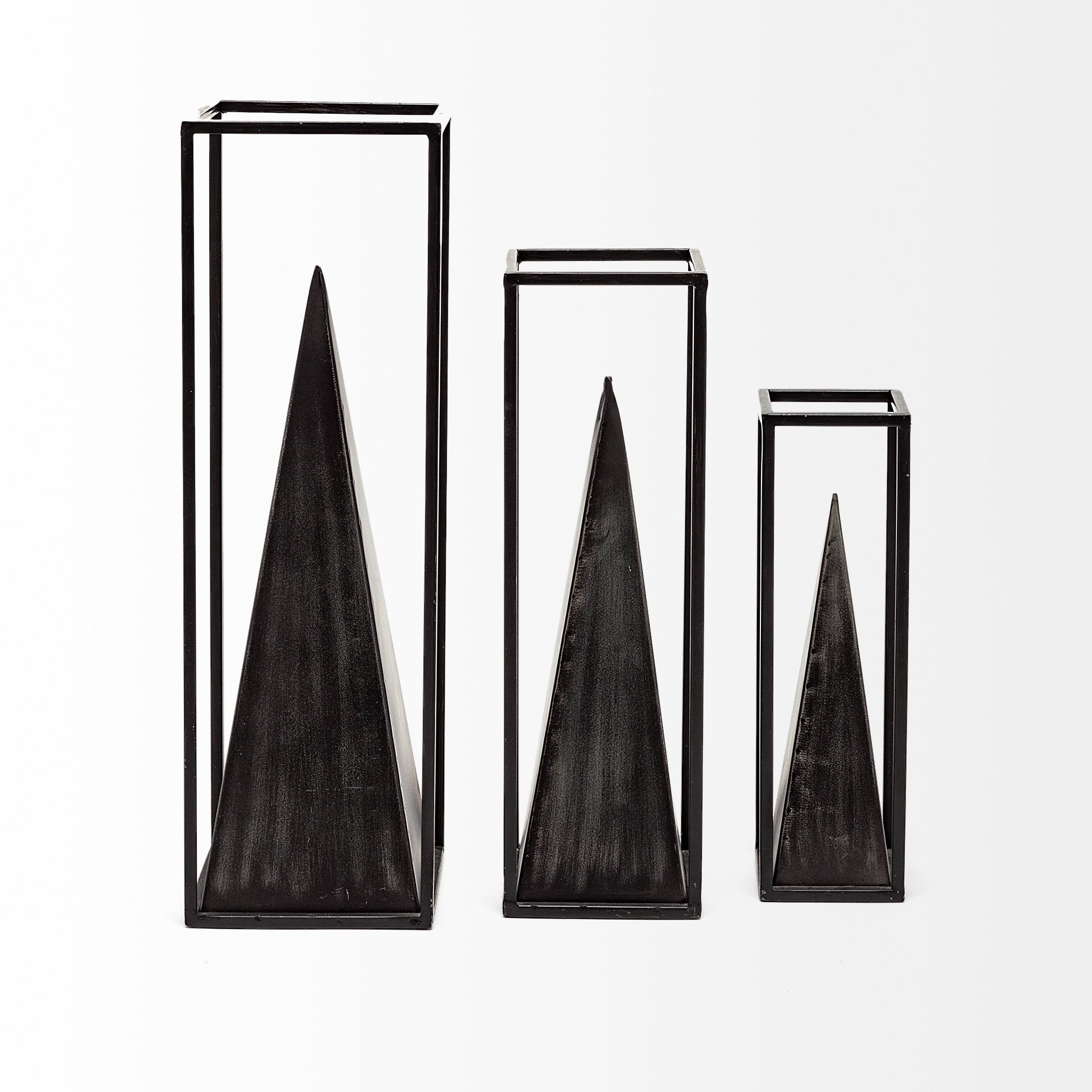 Black Metal Framed Pyramid Sculpture-2