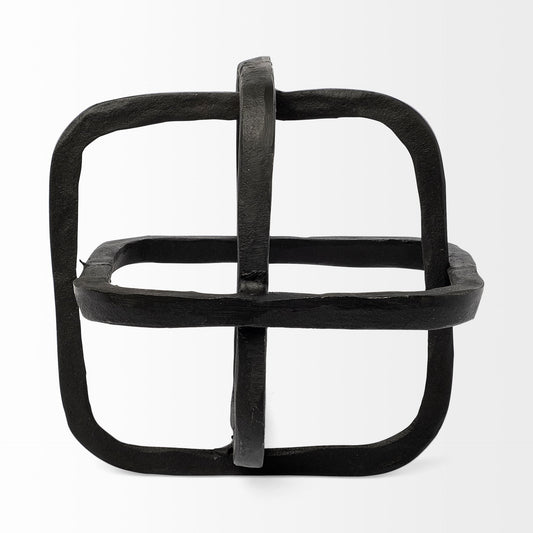 Black Metal Cube Shaped Link Sculpture-1