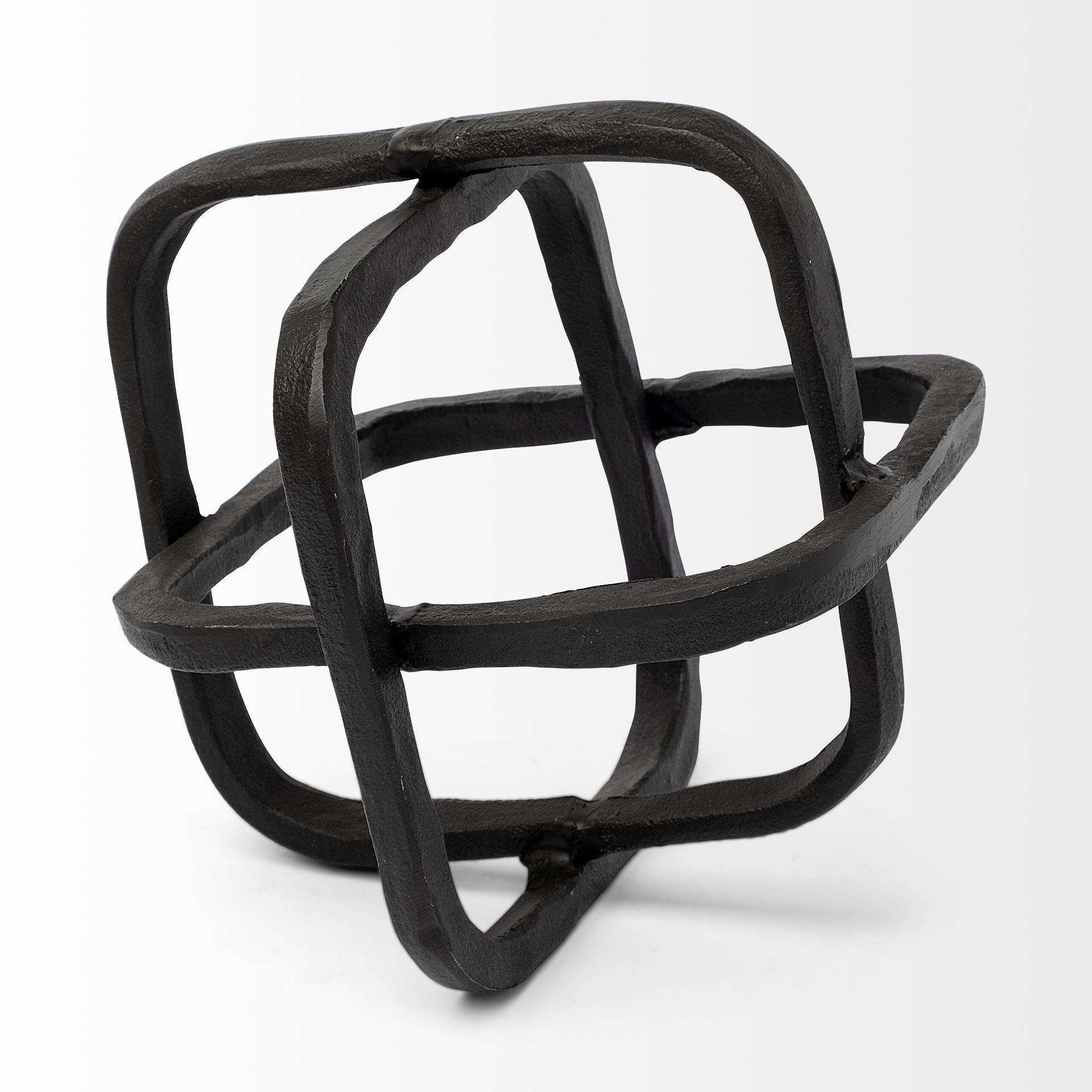 Black Metal Cube Shaped Link Sculpture-2
