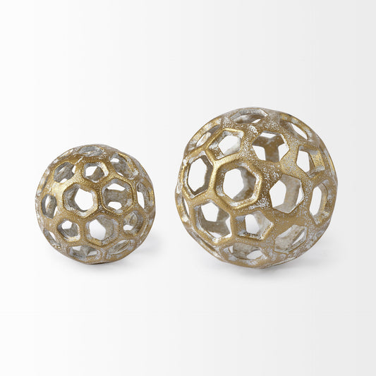 Petite Gold Metal Hollow Orb Sculpture-1