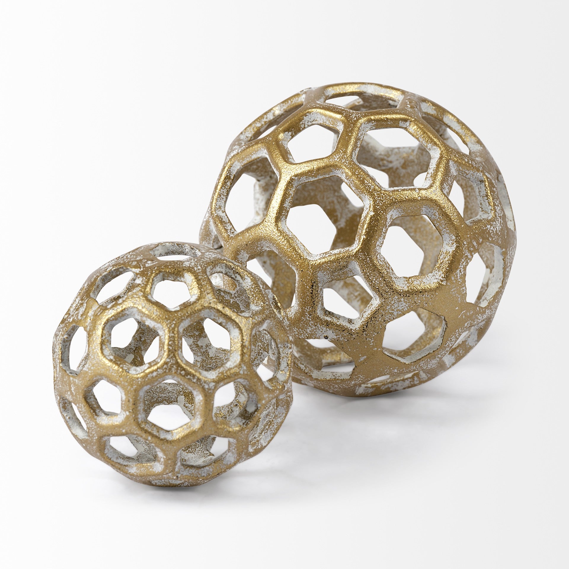 Petite Gold Metal Hollow Orb Sculpture-2