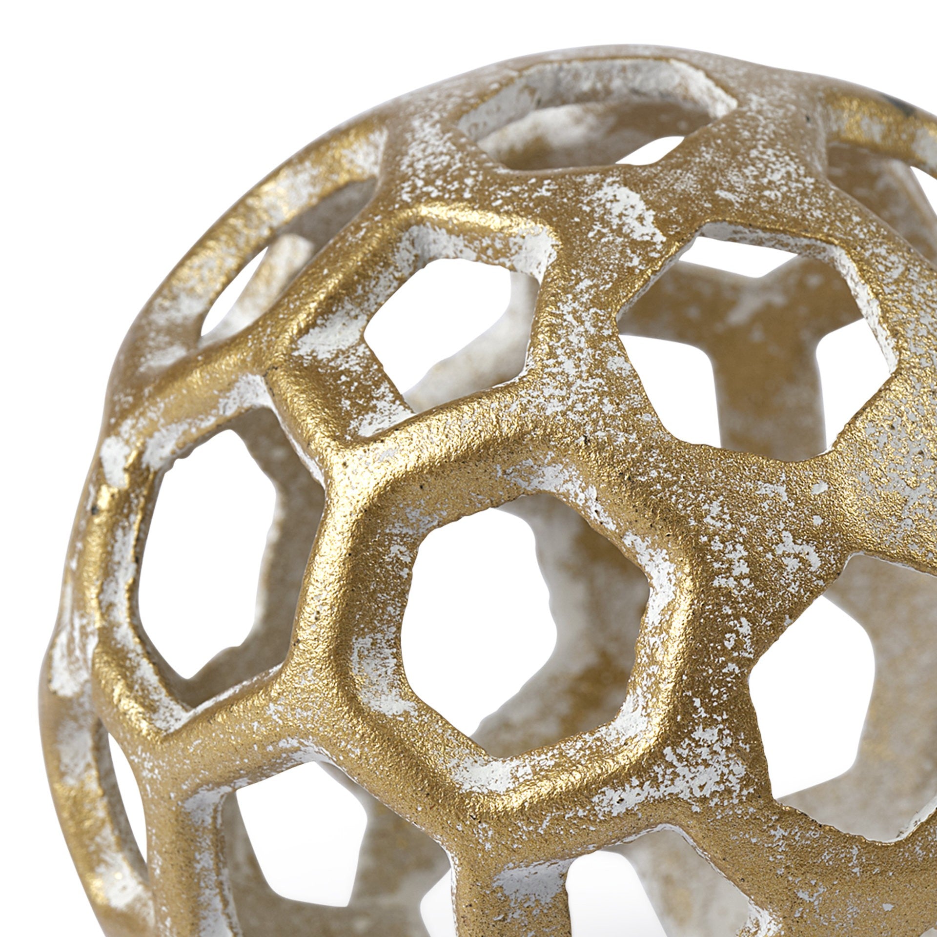 Gold Metal Hollow Orb Sculpture-3