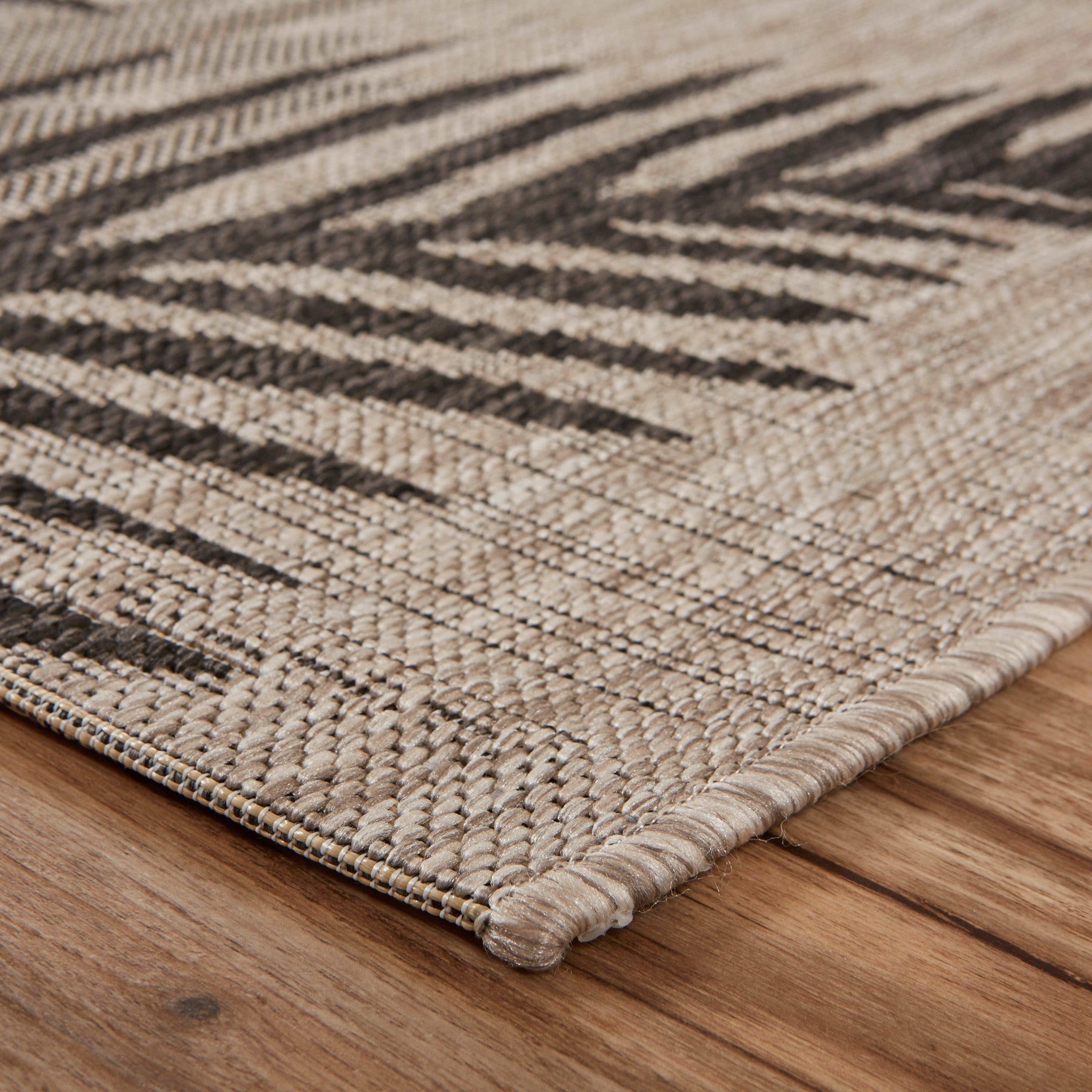 5’ x 7’ Beige Palm Leaves Indoor Outdoor Area Rug-2