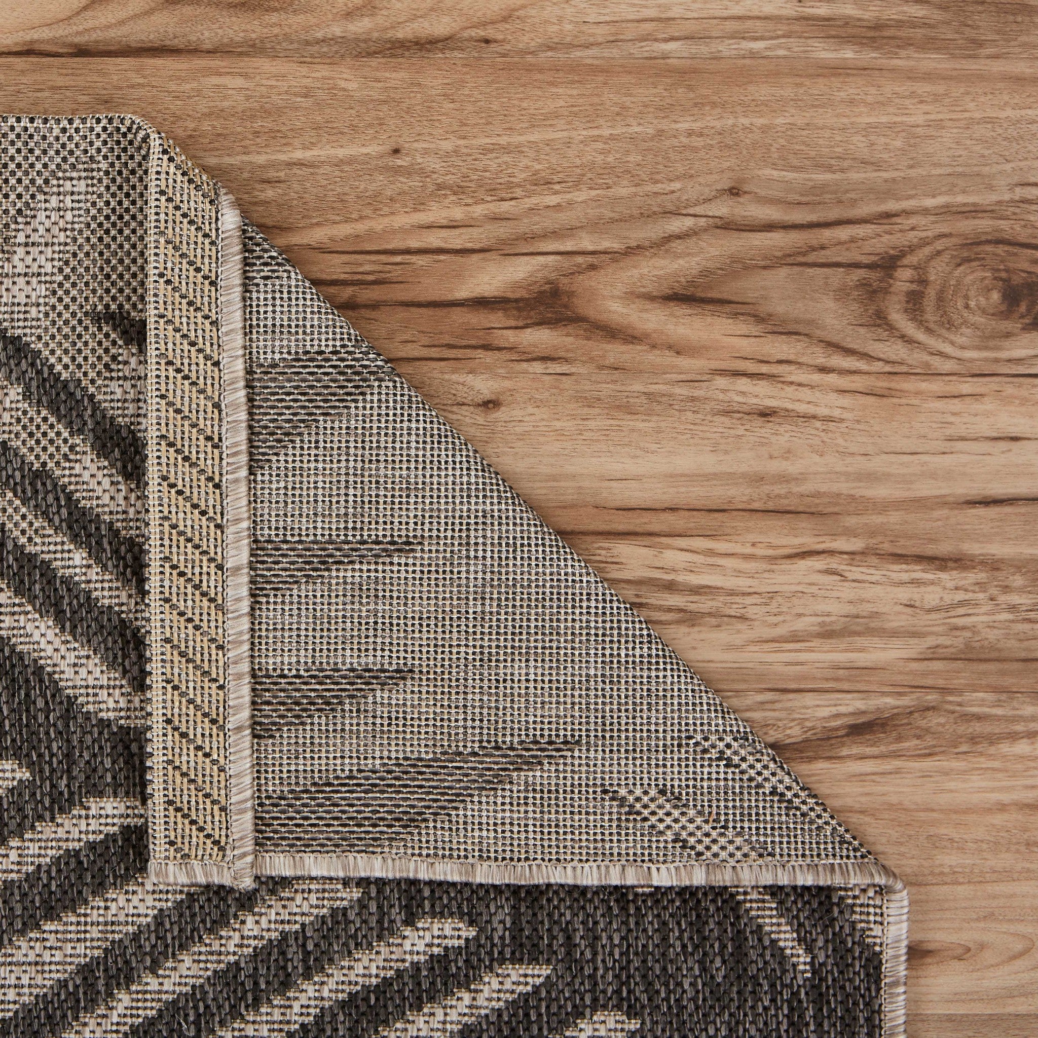 5’ x 7’ Beige Palm Leaves Indoor Outdoor Area Rug-3