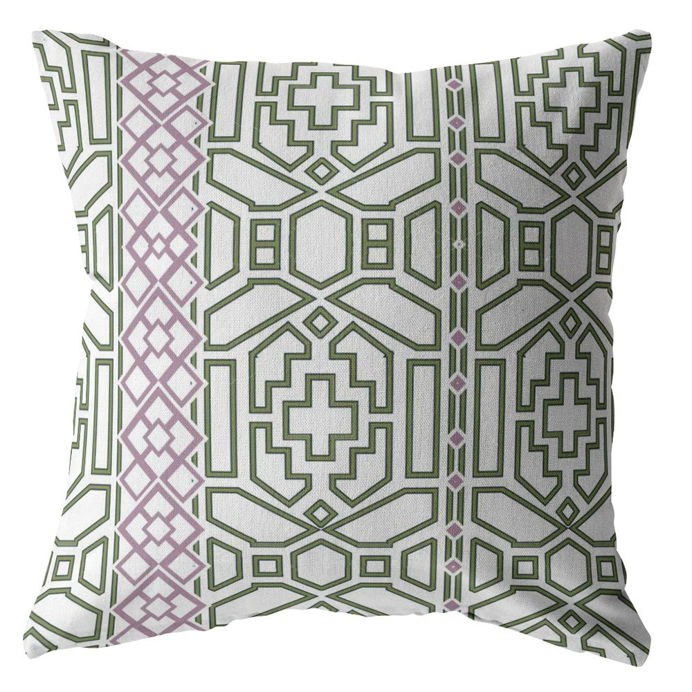 18" White Bird Maze Indoor Outdoor Throw Pillow-0