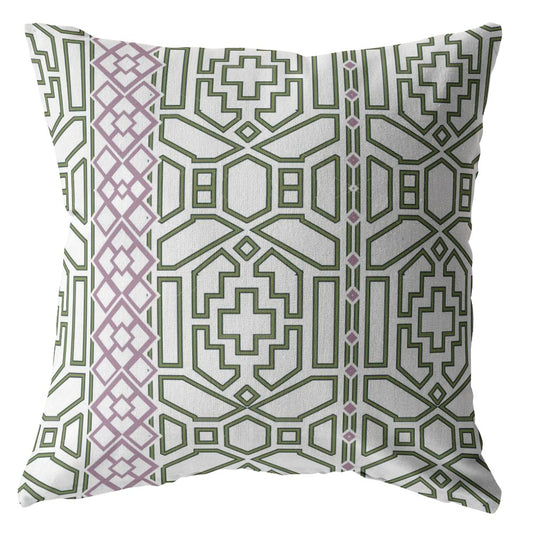 18" White Bird Maze Indoor Outdoor Throw Pillow-0