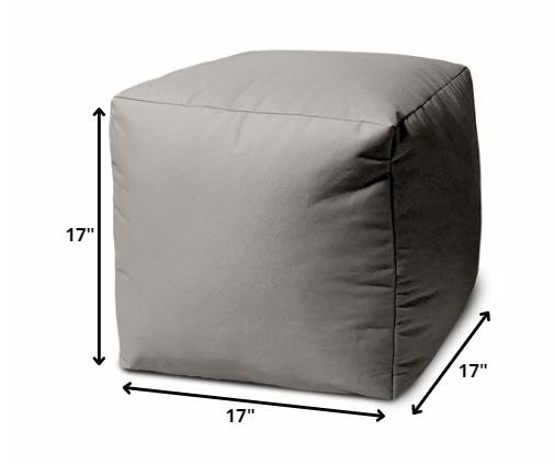 17" Cool Steely Silver Gray Solid Color Indoor Outdoor Pouf Ottoman-1