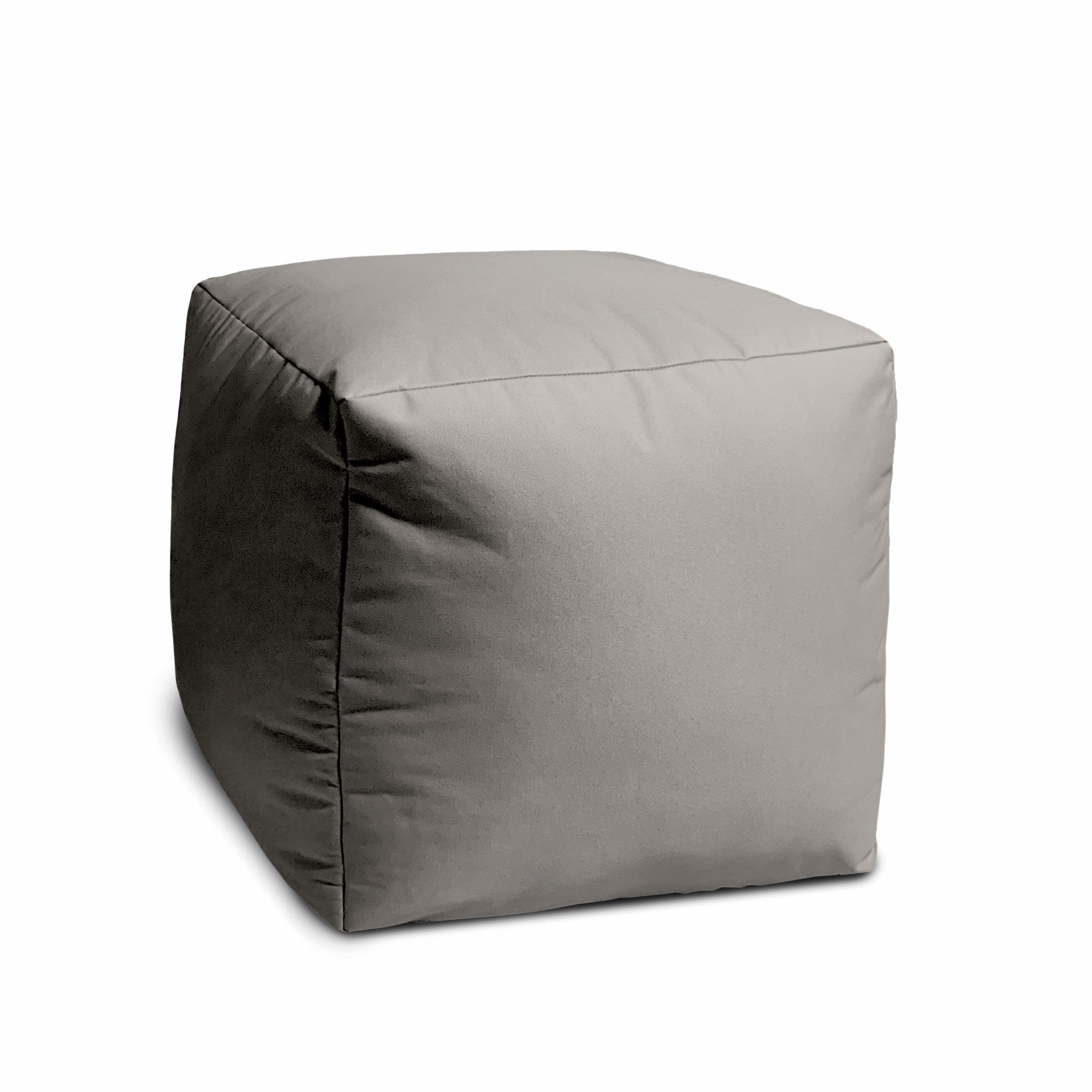 17" Cool Steely Silver Gray Solid Color Indoor Outdoor Pouf Ottoman-2