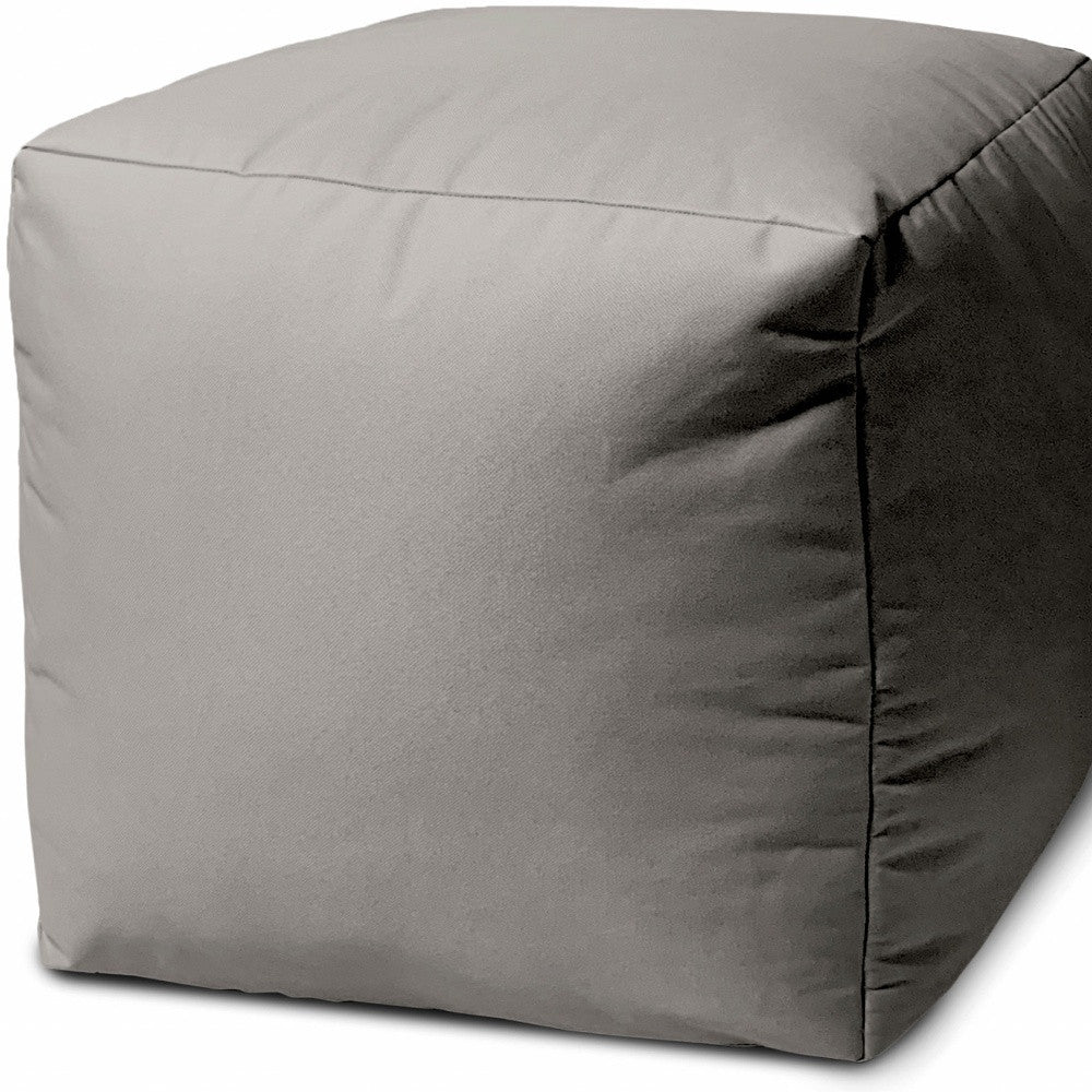 17" Cool Steely Silver Gray Solid Color Indoor Outdoor Pouf Ottoman-3