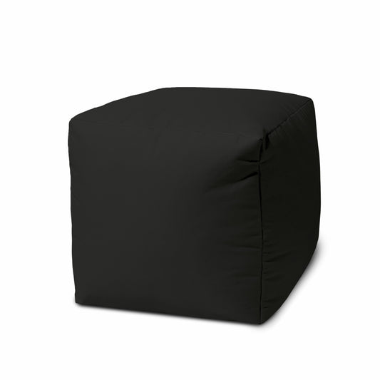 17" Cool Jet Black Solid Color Indoor Outdoor Pouf Ottoman-0