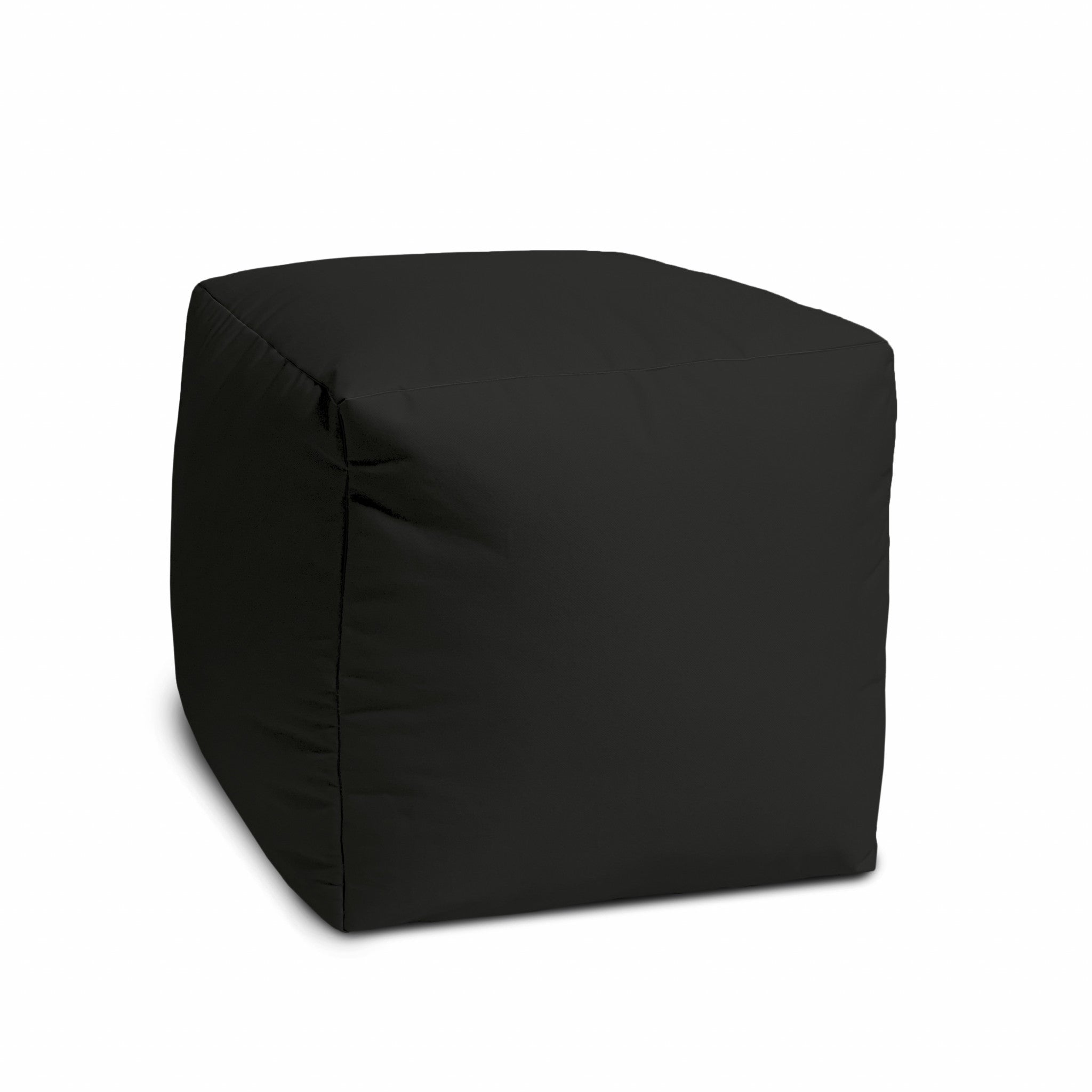 17" Cool Jet Black Solid Color Indoor Outdoor Pouf Ottoman-2