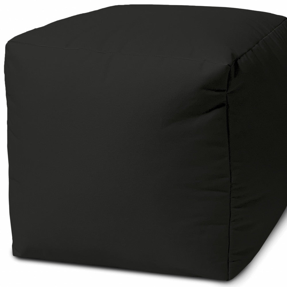 17" Cool Jet Black Solid Color Indoor Outdoor Pouf Ottoman-3