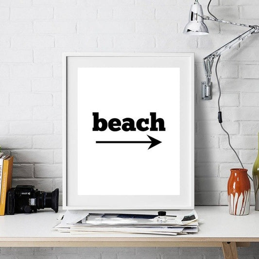 Beach Art Decor Black and White Palm Trees Canvas