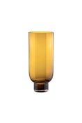 Load image into Gallery viewer, Sober modern glass vase, cylindrical shape on a solid base, warm dark

