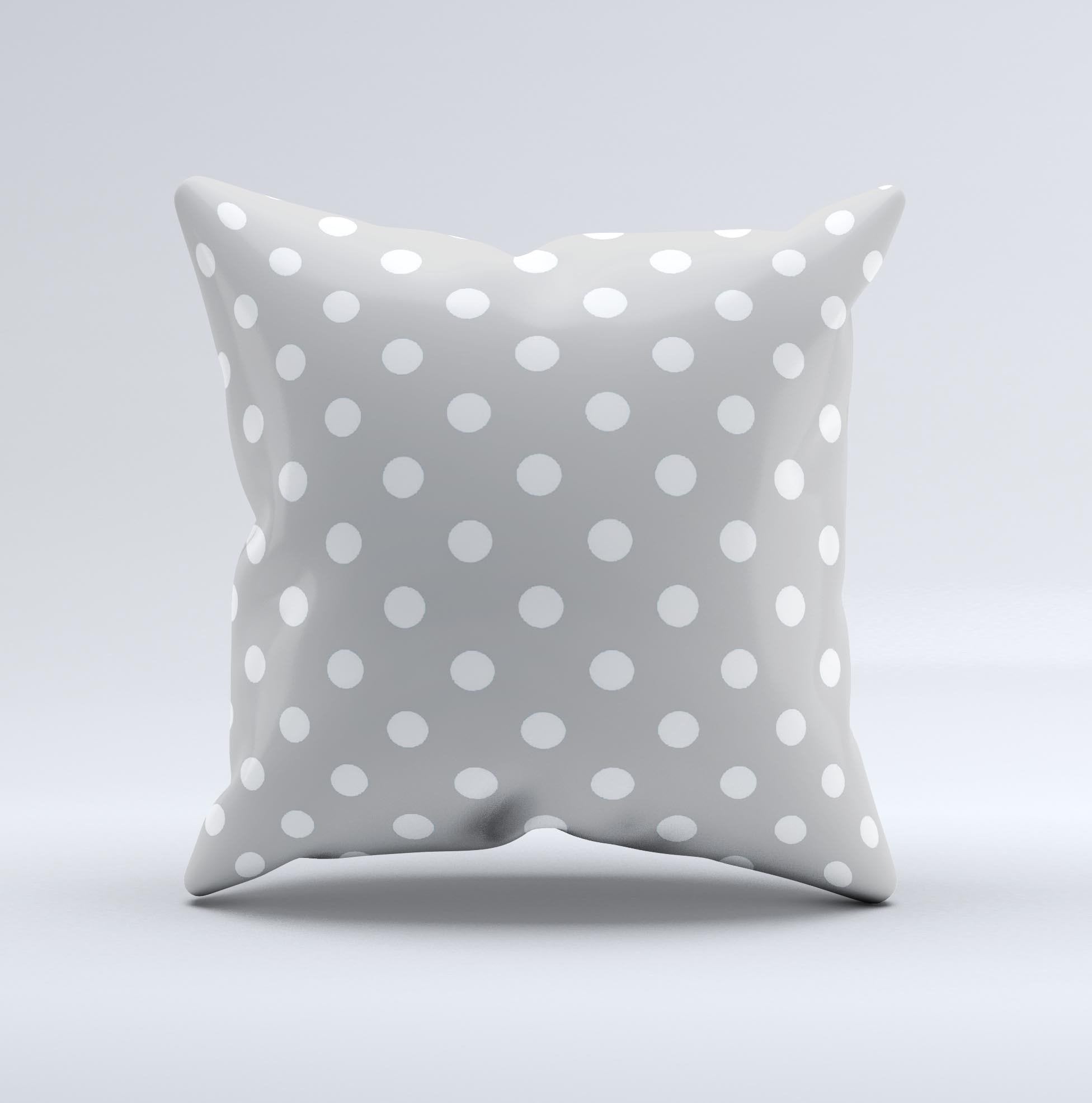 Light Gray & White Polka Dot  Ink-Fuzed Decorative Throw Pillow