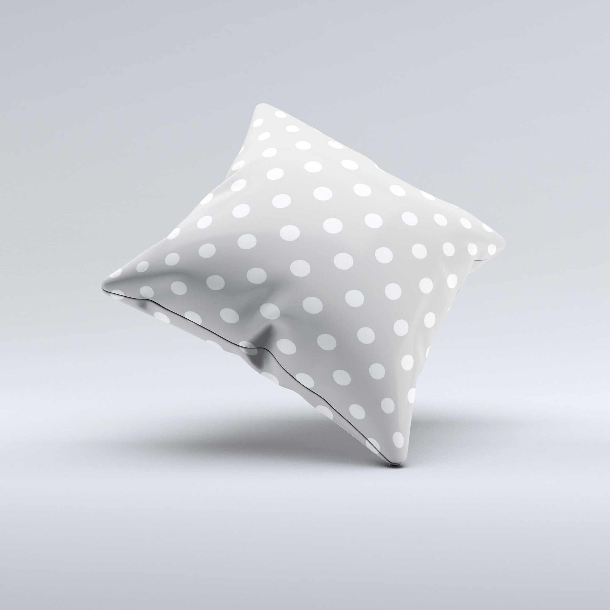 Light Gray & White Polka Dot  Ink-Fuzed Decorative Throw Pillow