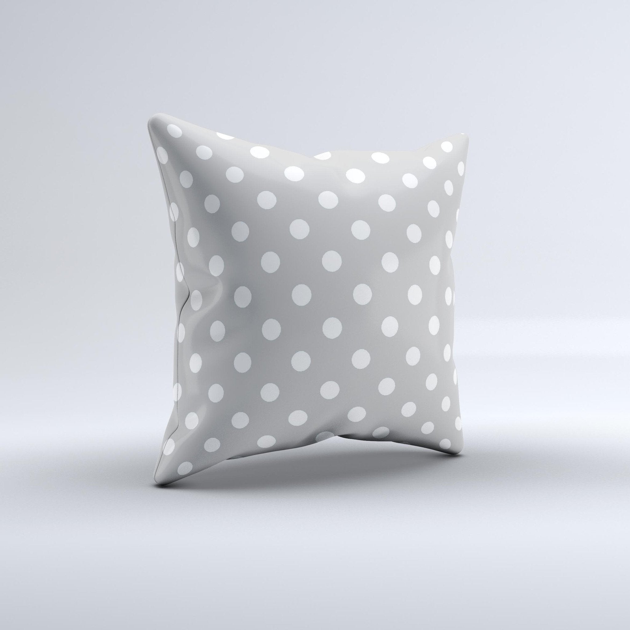Light Gray & White Polka Dot  Ink-Fuzed Decorative Throw Pillow
