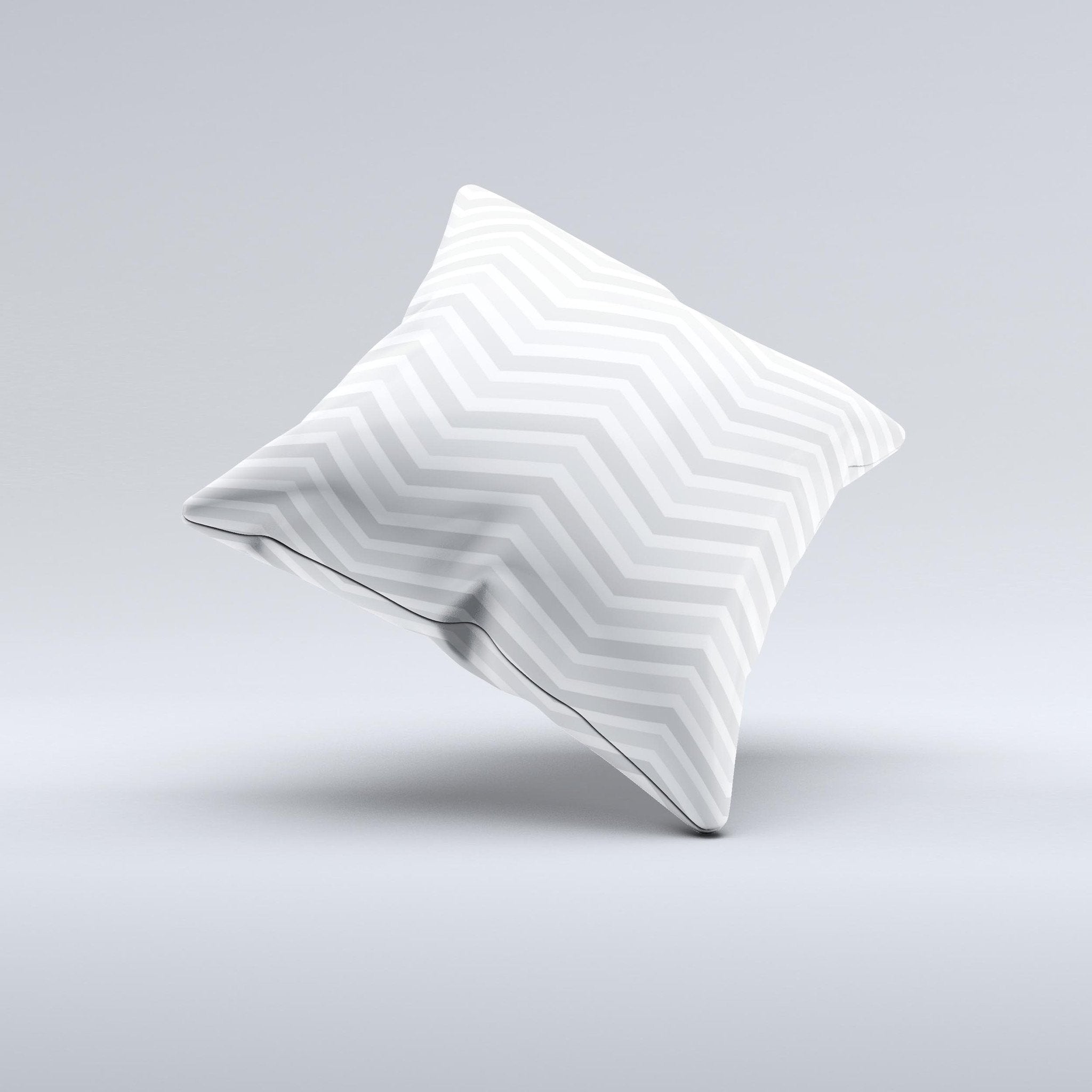 Subtle Wide White & Gray Chevron Ink-Fuzed Decorative Throw Pillow