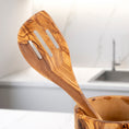 Load image into Gallery viewer, Handmade Olive Wood Kitchen Utensils Set of 5 with Wooden Holder
