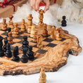 Load image into Gallery viewer, Handcrafted Olive Wood Chess Set with Natural Edges
